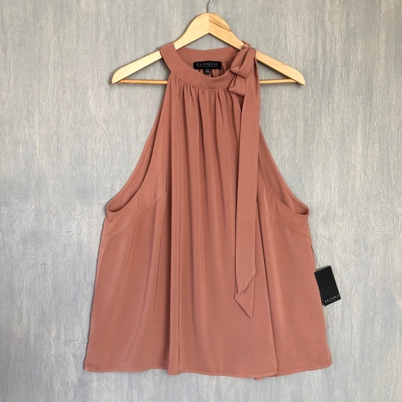 Eloquii Tops - NWT Eloquii halter tie high neck top blush 24
